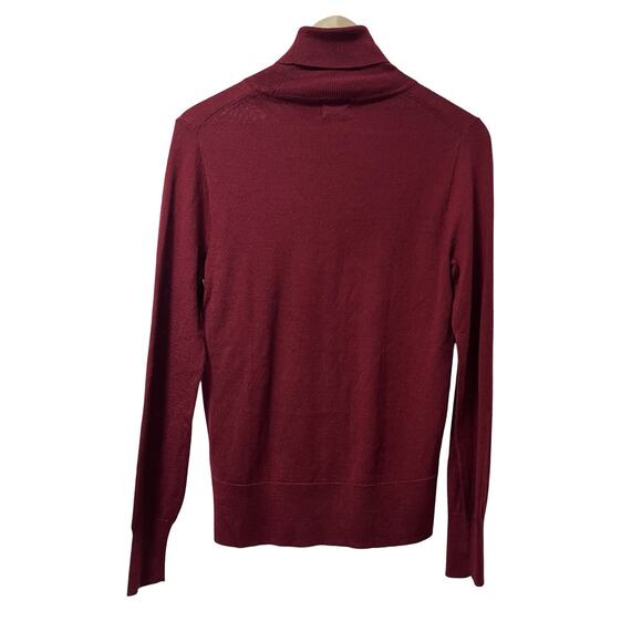 J Crew Womens Wool Blend Turtleneck Sweater Size M Burgundy Preppy Academia - Picture 2 of 7